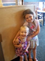 Two Cuties Stella and Deliah at Paneras on Sunday  July 12 2015